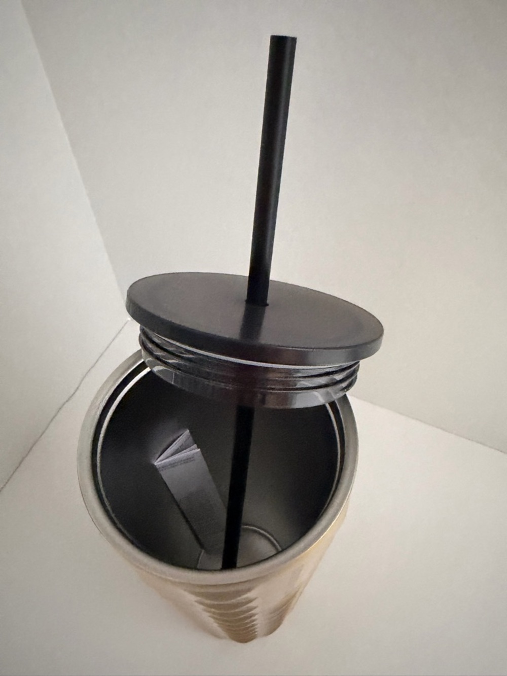 Starbucks Gold Textured Tumbler with Black Lid and Straw - Picture 2 of 3